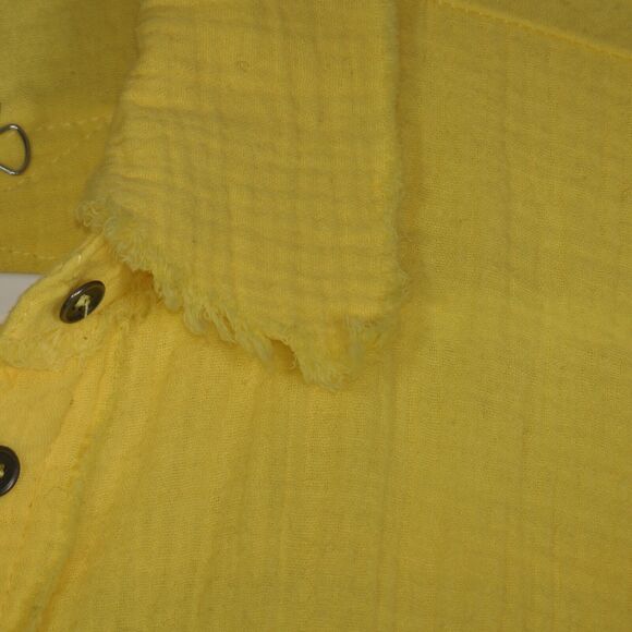 Yellow Jacket Womens Large  Pocket 100% Cotton Factory Frayed Hems Button Front - Picture 4 of 10